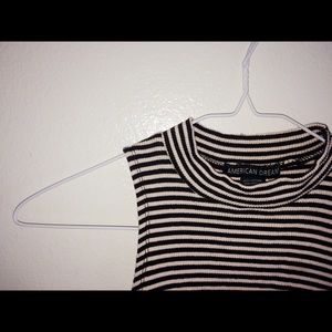 Light Pink & Black Striped Crop Top